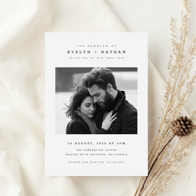 Simple Elegant Typography QR Code Photo Wedding Invitation (Creator Uploaded)
