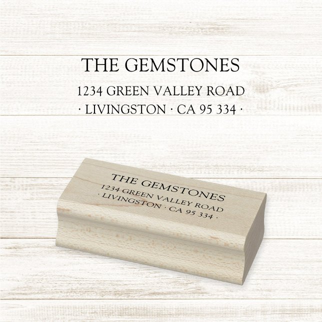 Simple Elegant Typography Return Address  Rubber Stamp (Minimalist simple classic elegant typography family name return address rubber stamp.)
