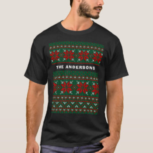 Simple Elegant Ugly Christmas Family Name T-Shirt