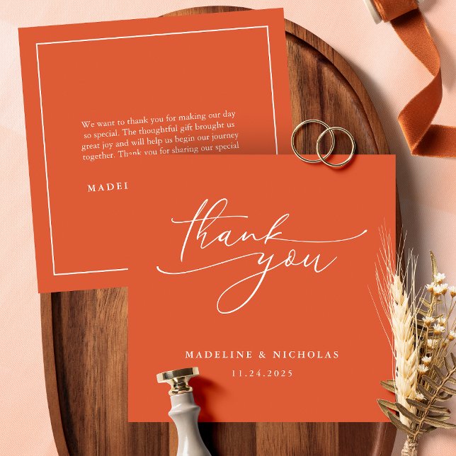 Simple Elegant Verona Sunset Calligraphy Thank You Card (Creator Uploaded)