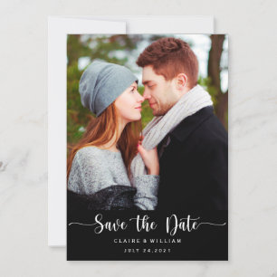 Simple Elegant Vertical Photo Save the Date Card
