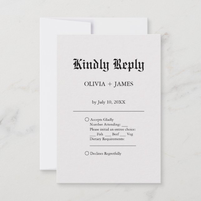 Simple Elegant Vintage Wedding   RSVP Card (Front)