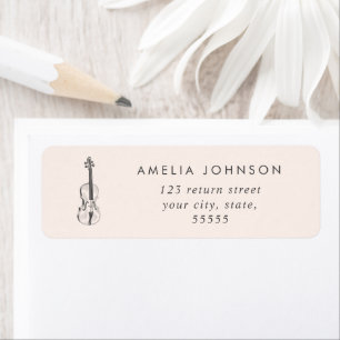 Simple Elegant Violin Teacher Musician Blush Pink Return Address Label