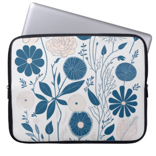 Simple elegant Watercolor Blue flowers Artwork Laptop Sleeve