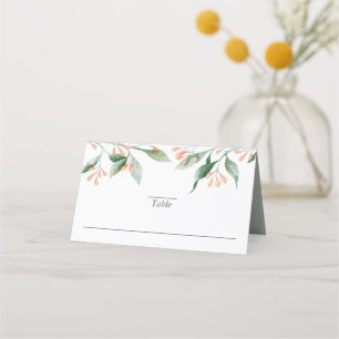 Simple Elegant Watercolor Botanical Wedding Place Card