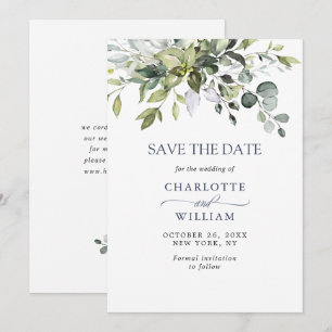 Simple Elegant Watercolor Eucalyptus Wedding Save The Date