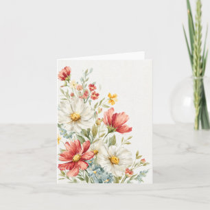 Simple Elegant Watercolor Floral Blank Note Card
