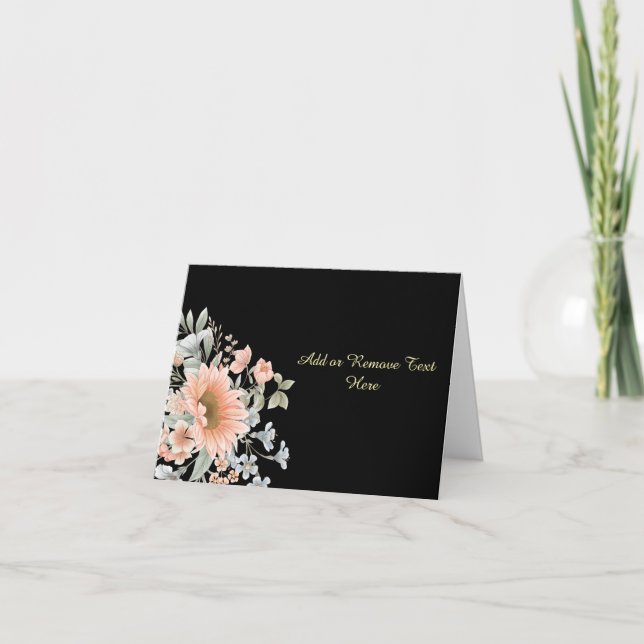 Simple Elegant Watercolor Floral Blank Note Card (Front)