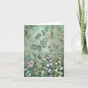 Simple Elegant Watercolor Floral Blank Note Card