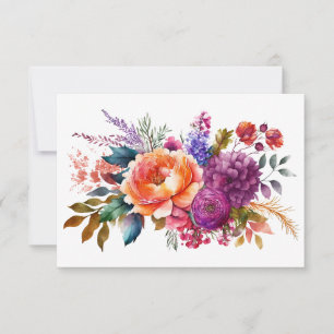 Simple Elegant Watercolor Floral Bouquet Flat Card