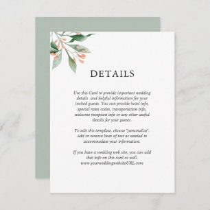 Simple Elegant Watercolor Floral Wedding Details Invitation