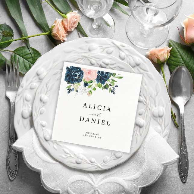 Simple elegant watercolor floral wedding napkin (Creator Uploaded)