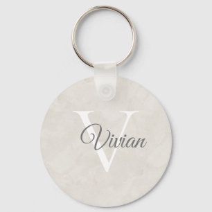 Simple Elegant Watercolor Monogram Name Key Ring