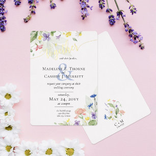 Simple Elegant Watercolor Wildflowers Boho Wedding