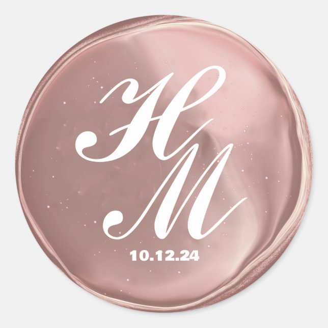 Simple Elegant Wax Seal Monogrammed Wedding (Front)