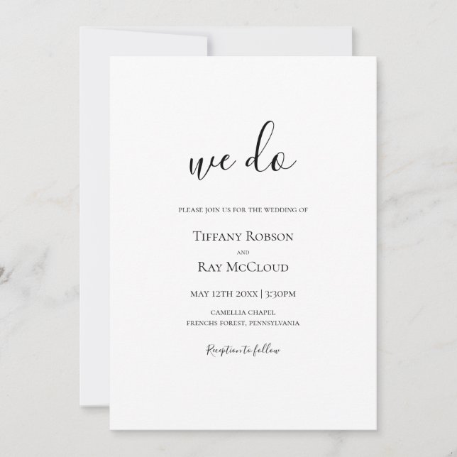 Simple Elegant We Do Wedding Invitation (Front)
