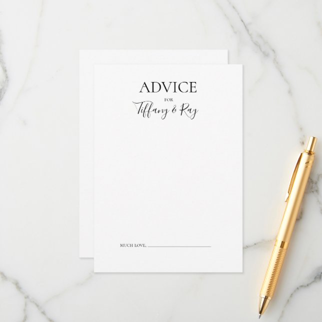 Simple Elegant Wedding Advice Card (Front/Back In Situ)
