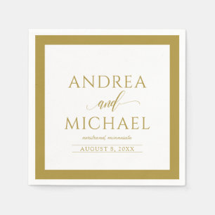 Simple & Elegant Wedding Cocktail Napkins (Gold)