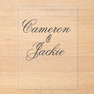 Simple elegant wedding couple name stylish calligr acrylic invitations