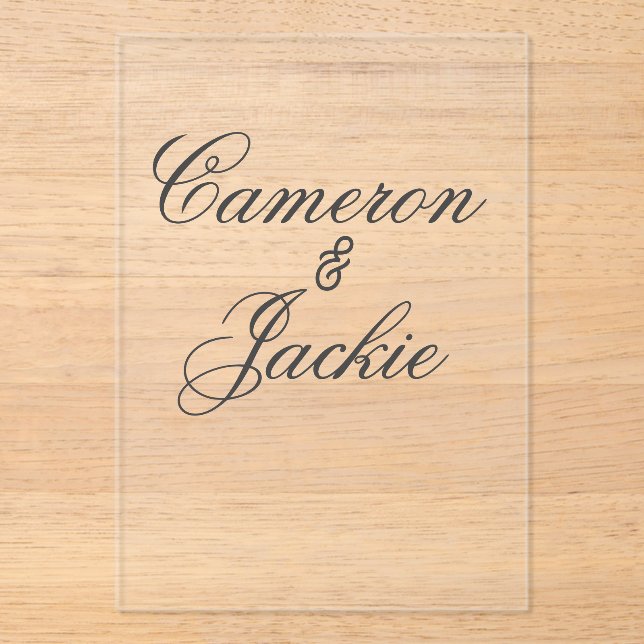 Simple elegant wedding couple name stylish calligr acrylic invitations (Front)