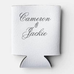 Simple elegant wedding couple name stylish calligr can cooler