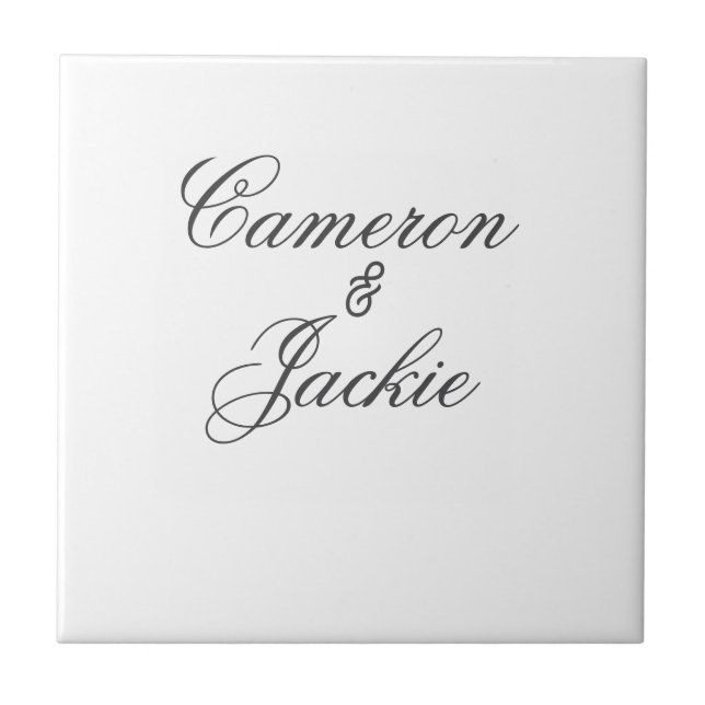 Simple elegant wedding couple name stylish calligr ceramic tile (Front)