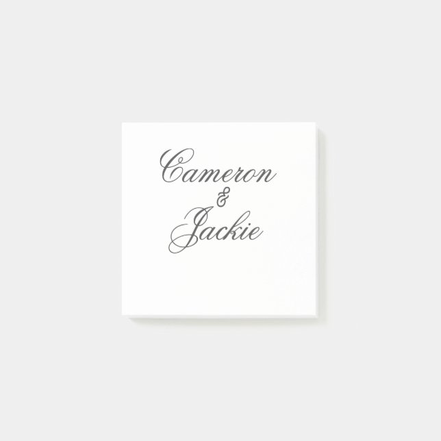 Simple elegant wedding couple name stylish calligr post-it notes (Front)