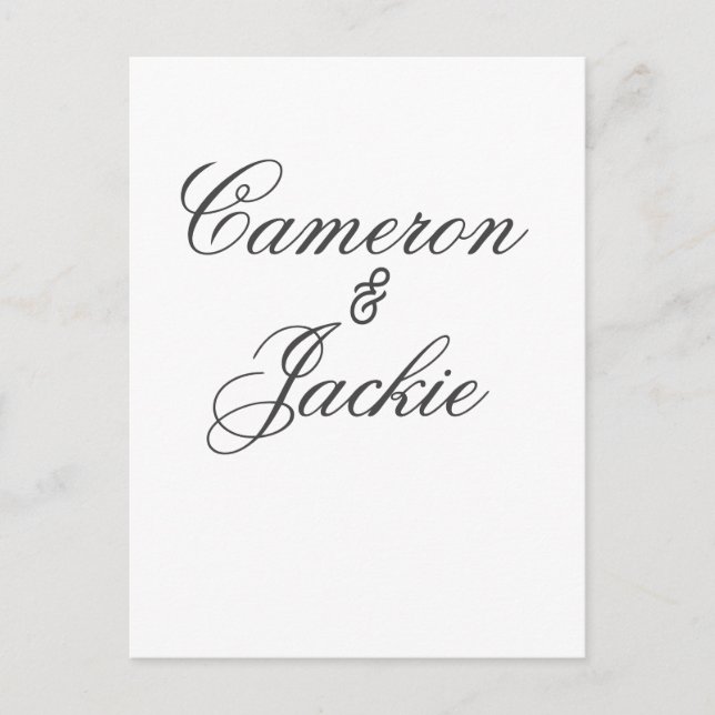 Simple elegant wedding couple name stylish calligr postcard (Front)