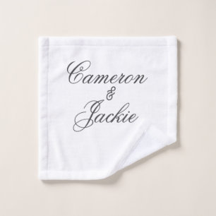Simple elegant wedding couple name stylish calligr wash cloth