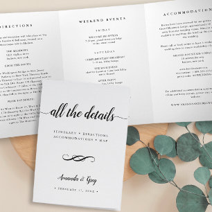 Simple Elegant Wedding Details Enclosure Tri-Fold Invitation