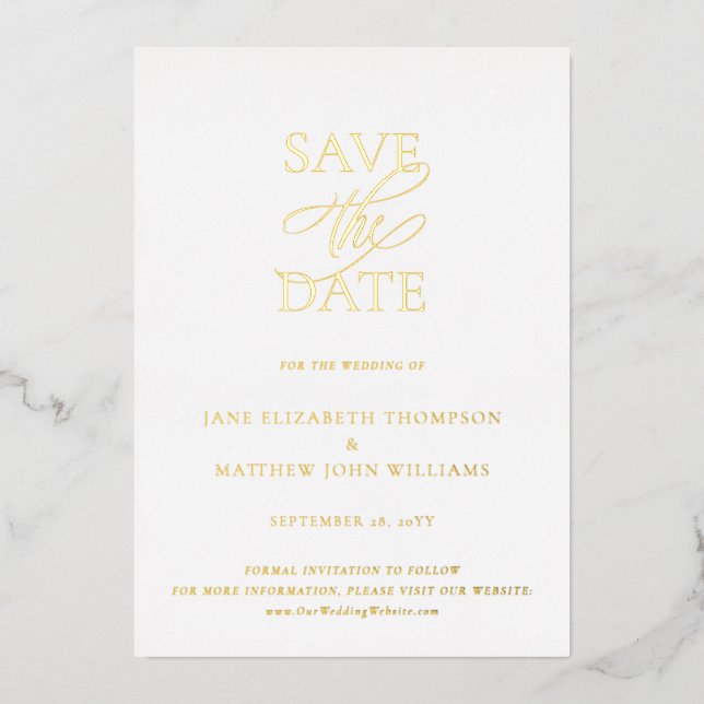 Simple Elegant Wedding Gold Save the Date (Front)