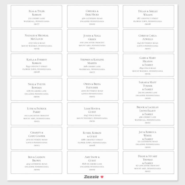 Simple Elegant Wedding Guest Address Labels (Sheet)