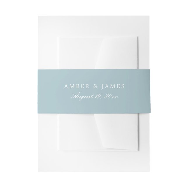 Simple Elegant Wedding Invitation | Smoky Blue Invitation Belly Band (Front Example)