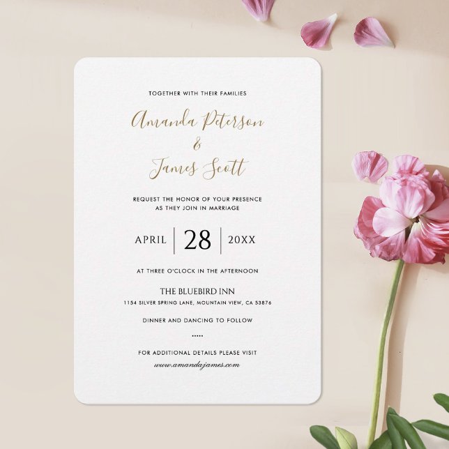 Simple Elegant Wedding Invite Template with Gold (Creator Uploaded)