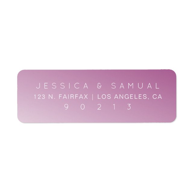 Simple Elegant Wedding Mauve Ombre Return Address Label (Front)