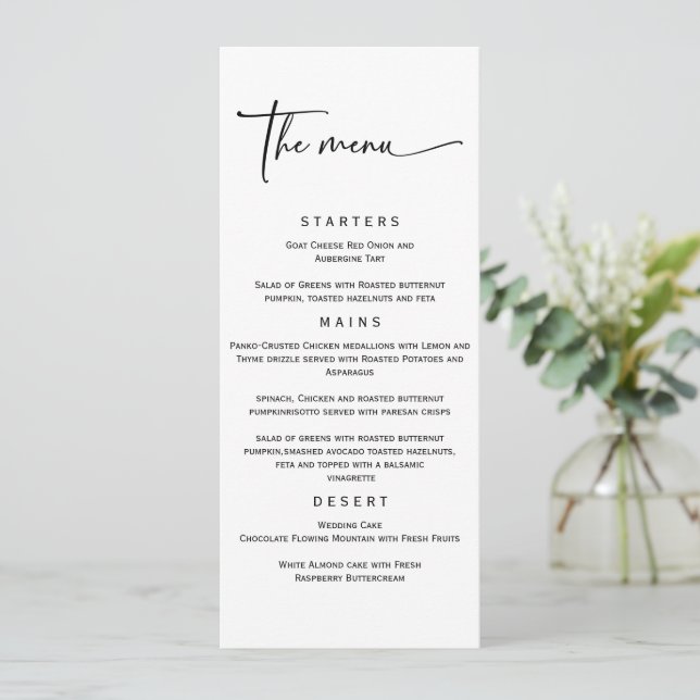 Simple Elegant Wedding Menu Template (Standing Front)