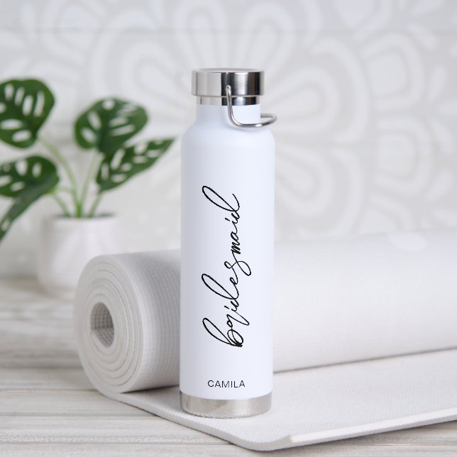 Simple Elegant Wedding Modern Bridesmaid Water Bottle (Yoga)