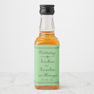 Simple Elegant Wedding Names Soft Mint Green Mini Liquor Bottle Label