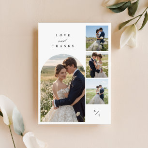 Simple Elegant Wedding Photo Collage Thank You Card
