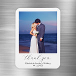 Simple Elegant Wedding Photo Thank You Magnet<br><div class="desc">Wedding thank you magnet cards with a photo of the couple and a simple yet elegant design. Personalise it with their names and the wedding date or a custom message for the guests.</div>