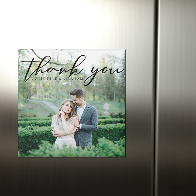 Simple Elegant Wedding Photo Thank You Magnet (Creator Uploaded)