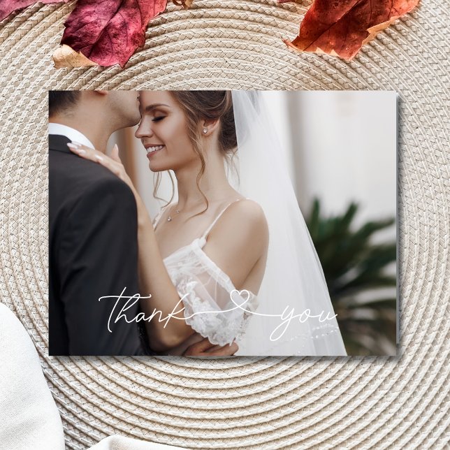 Simple Elegant Wedding Photo Thank You Postcard (Simple Elegant Wedding Photo Thank You Postcard)