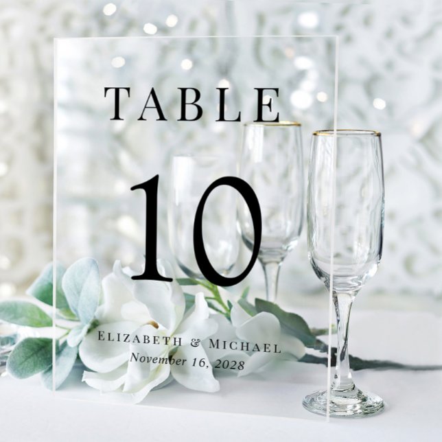 Simple Elegant Wedding Reception Table Number Acrylic Sign (Creator Uploaded)