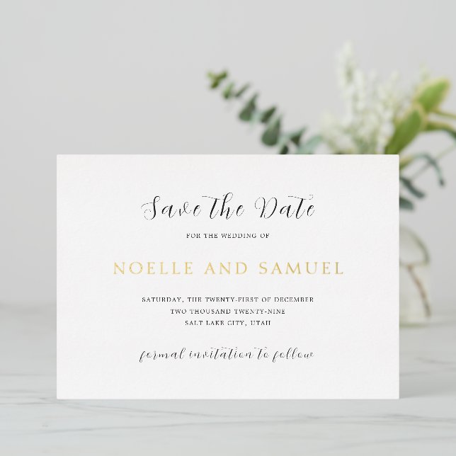 Simple Elegant Wedding Save the Date (Standing Front)