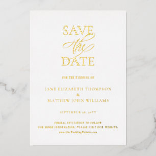 Simple Elegant Wedding Save the Date Gold