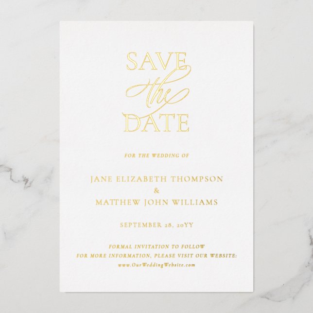 Simple Elegant Wedding Save the Date Gold (Front)