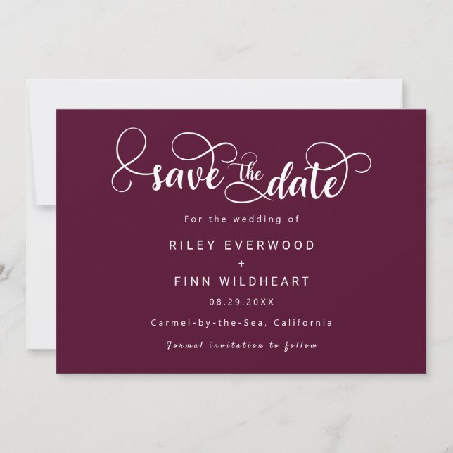 Simple Elegant wedding save the date invitation (Front)