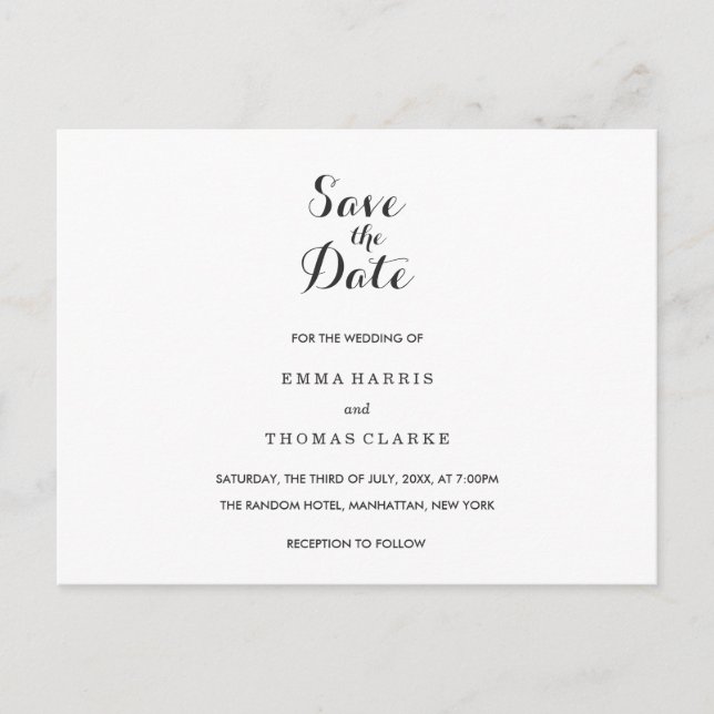 Simple Elegant | Wedding Save The Date Post Announcement Postcard (Front)