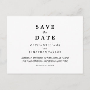 Simple Elegant Wedding Save The Date Postcard