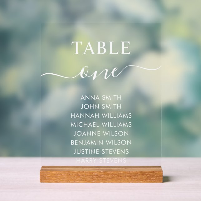 Simple Elegant Wedding Seating Chart Table Number  (Neutral)